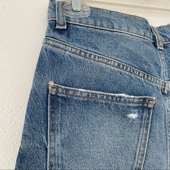 Zara Woman's The 90’s Bermuda Distressed High Waisted Denim Jean Shorts Size‎ 2 - Picture 6 of 12